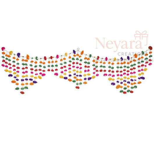 Pack of 1 | Multicolor Jhalar Wall Hanging – Decorative Pom-Pom Toran for Doors, Walls & Festive Home Décor