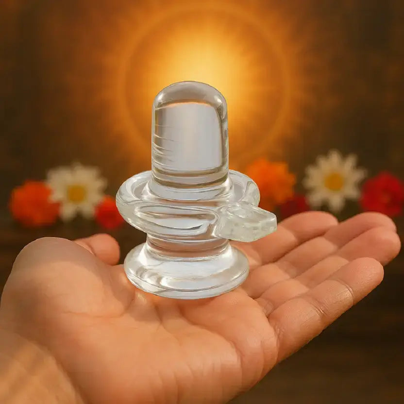 Crystal Shivling for Home Temple & Pooja | 6 cm Spiritual Vastu Item
