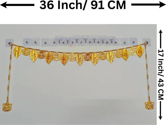 Golden Leaf Ganeshji Toran – Auspicious Door Hanging for Home & Festive Decoration