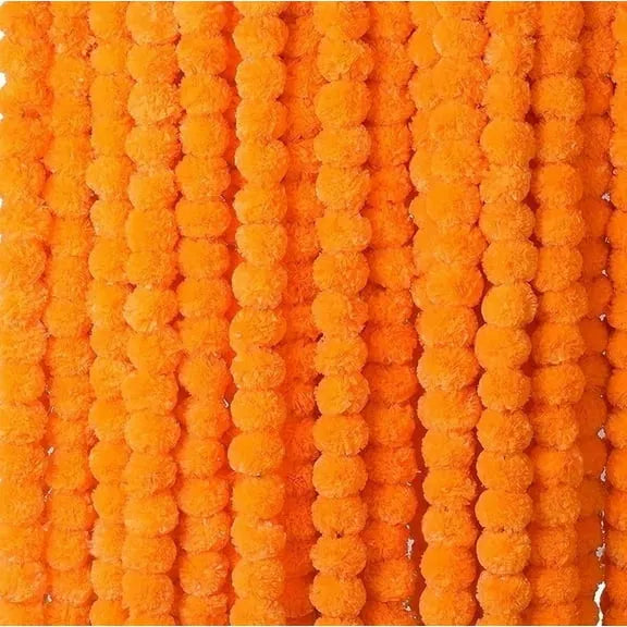 Pack of 5 Pcs | Artificial Gainda (Merigold) Flower Garland for Decoration | Home, Temple & Festival Décor