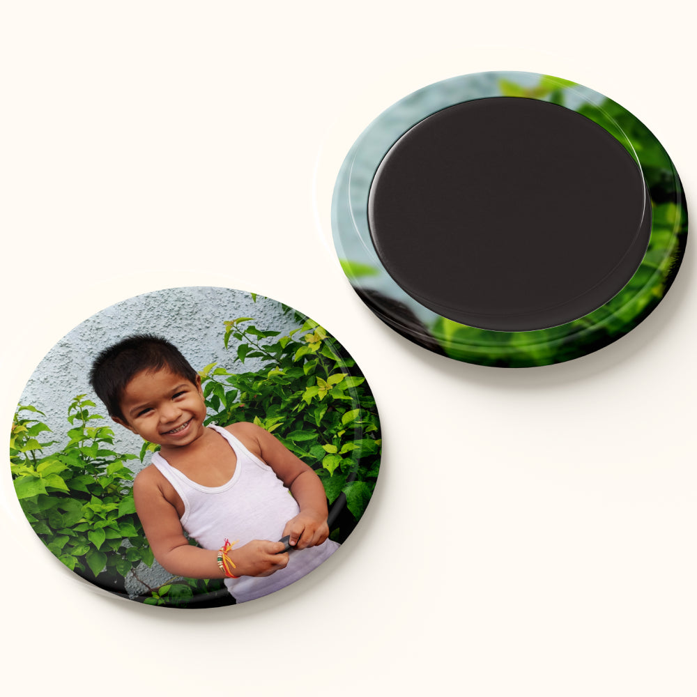 Round Custom Photo Fridge Magnet | Personalize & Gift Memories