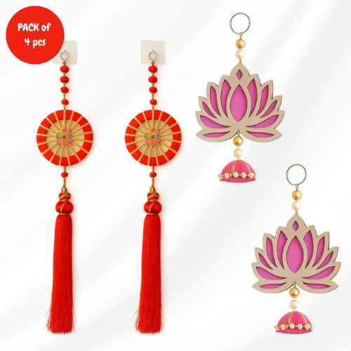 Pack of 4 Lotus Dome & Dream Catcher Wall Hanging Set | Decorative Wall & Festival Décor