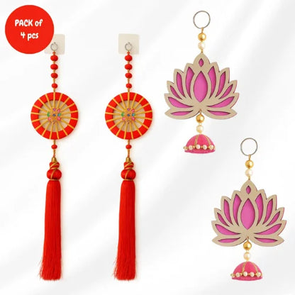 Pack of 4 Lotus Dome & Dream Catcher Wall Hanging Set | Decorative Wall & Festival Décor