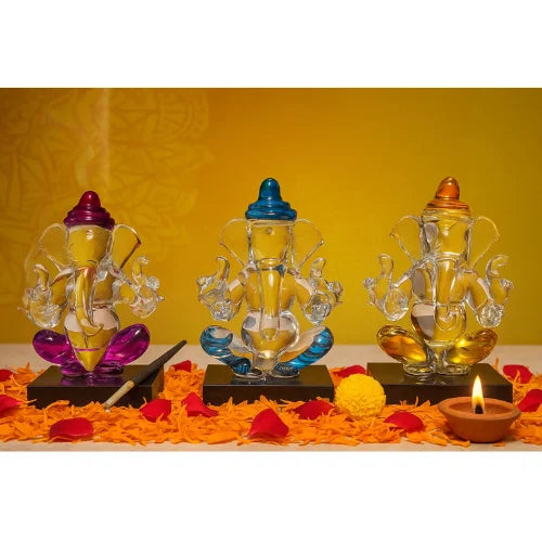Elegant Multicolor Crystal Ganesh Idol | Decorative Showpiece for Home, Office & Gifting