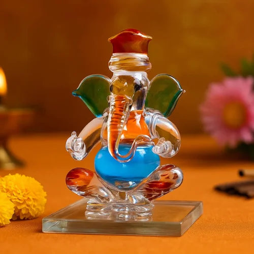 Elegant Multicolor Crystal Ganesh Idol | Decorative Showpiece for Home, Office & Gifting