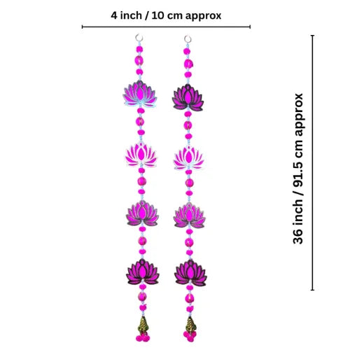 Pack of 4 Lotus Shubh Labh Combo Wall Hanging | Decorative Toran Set for Home, Entrance & Pooja Room