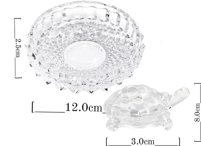 Crystal Tortoise with Plate – Vastu & Feng Shui Good Luck Showpiece for Home & Office Décor (Transparent White)