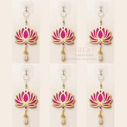 Lotus Design Wall Hanging with Pearl Tassel - Pack of 6