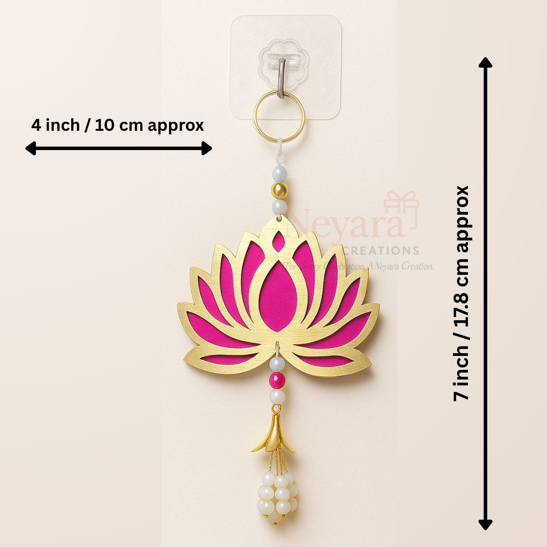 Lotus Design Wall Hanging with Pearl Tassel - Pack of 6