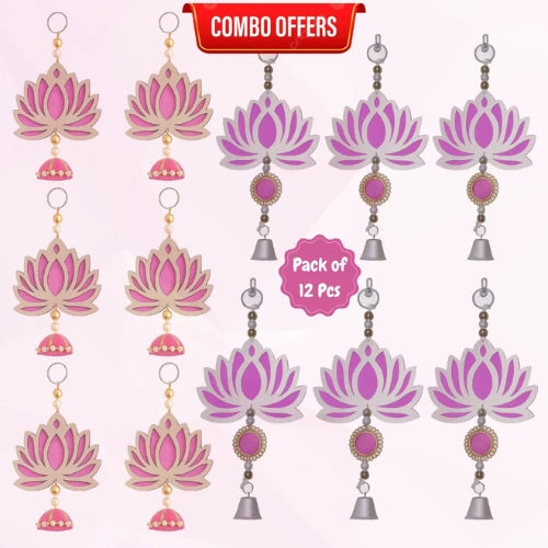 Pack of 12 Decorative Lotus Wall Hanging Combo | Festival & Home Décor