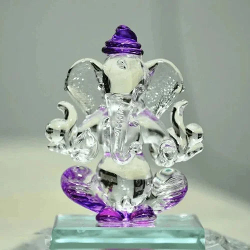 Pack of 1 | Elegant Multicolor Crystal Ganesh Idol | Decorative Showpiece for Home, Office & Gifting