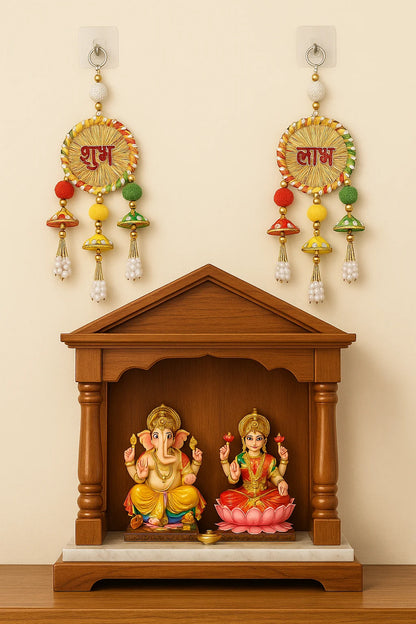 Pack of 2 Shubh Labh Wall Hanging – Traditional Decorative Door Hangings for Home & Festive Décor