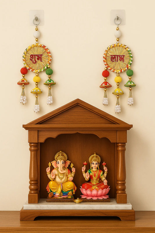 Pack of 2 Shubh Labh Wall Hanging – Traditional Decorative Door Hangings for Home & Festive Décor