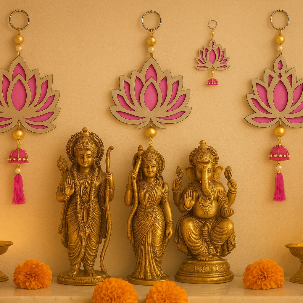 Pack of 6 Lotus Dome Wall Hangings – Elegant Decorative Accents for Home & Festive Décor