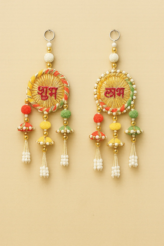 Pack of 2 Shubh Labh Wall Hanging – Traditional Decorative Door Hangings for Home & Festive Décor