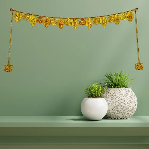 Golden Leaf Ganeshji Toran – Auspicious Door Hanging for Home & Festive Decoration