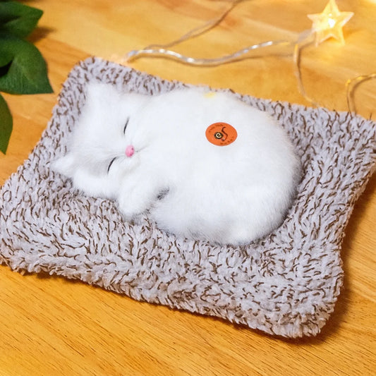 Sleeping Cat with Sound – Realistic Plush Toy for Home & Car Décor