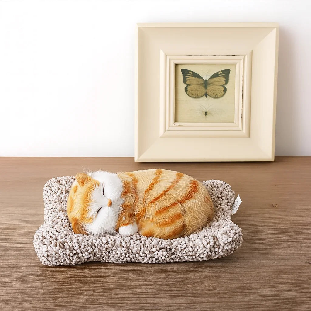 Sleeping Cat with Sound – Realistic Plush Toy for Home & Car Décor