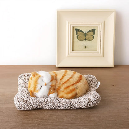 Sleeping Cat with Sound – Realistic Plush Toy for Home & Car Décor