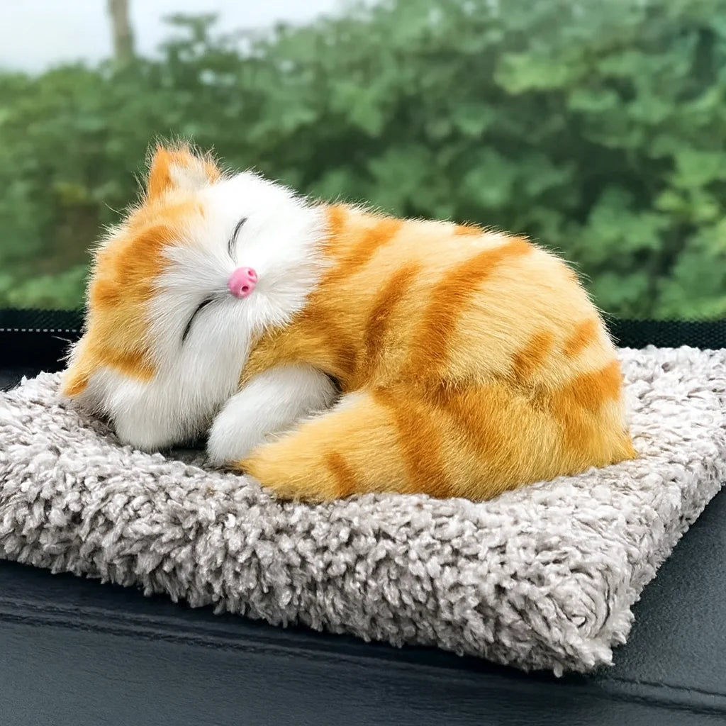 Sleeping Cat with Sound – Realistic Plush Toy for Home & Car Décor
