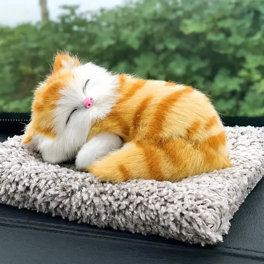 Sleeping Cat with Sound – Realistic Plush Toy for Home & Car Décor