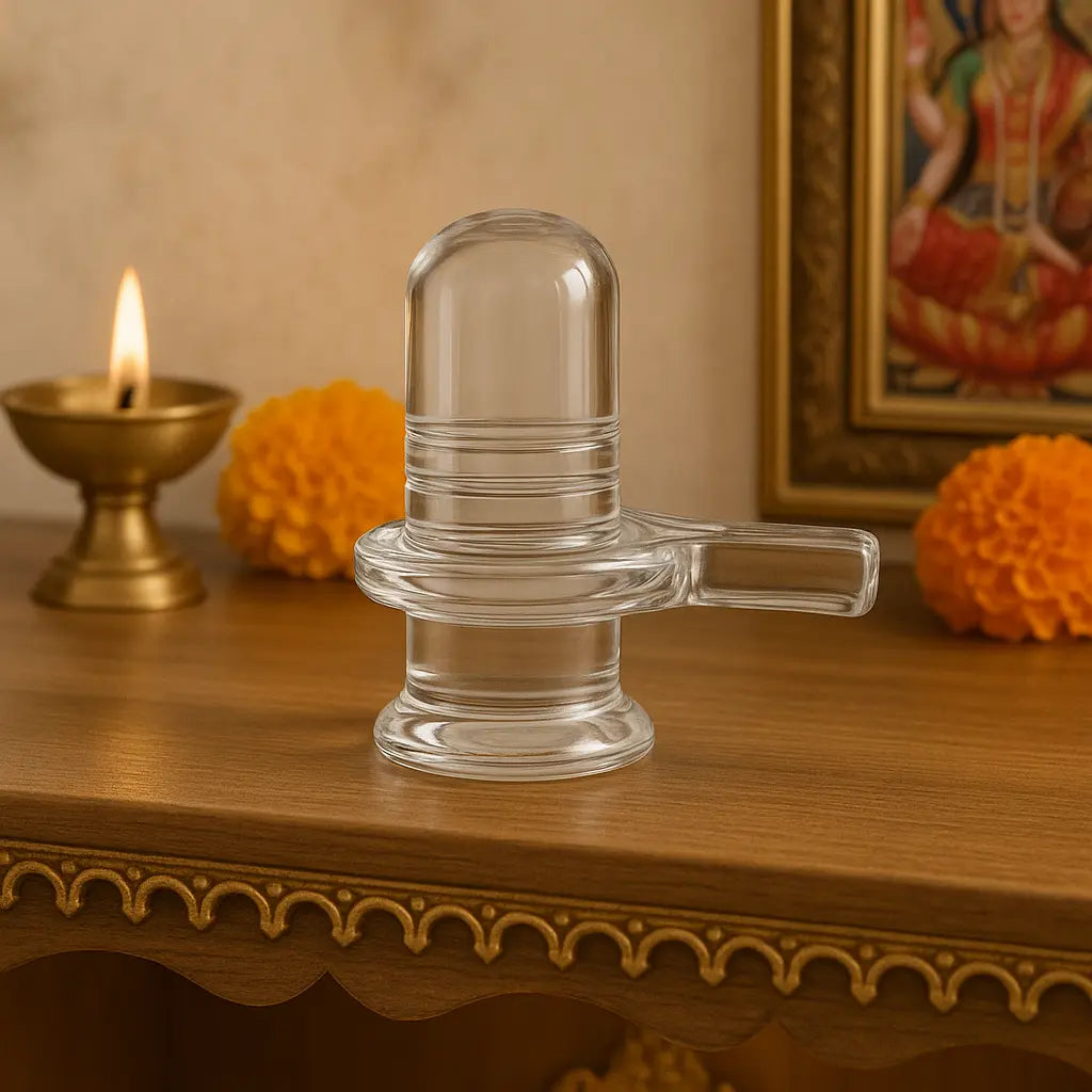 Crystal Shivling for Home Temple & Pooja | 6 cm Spiritual Vastu Item