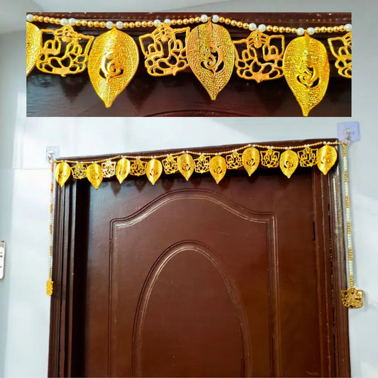 Golden Leaf Ganeshji Toran – Auspicious Door Hanging for Home & Festive Decoration